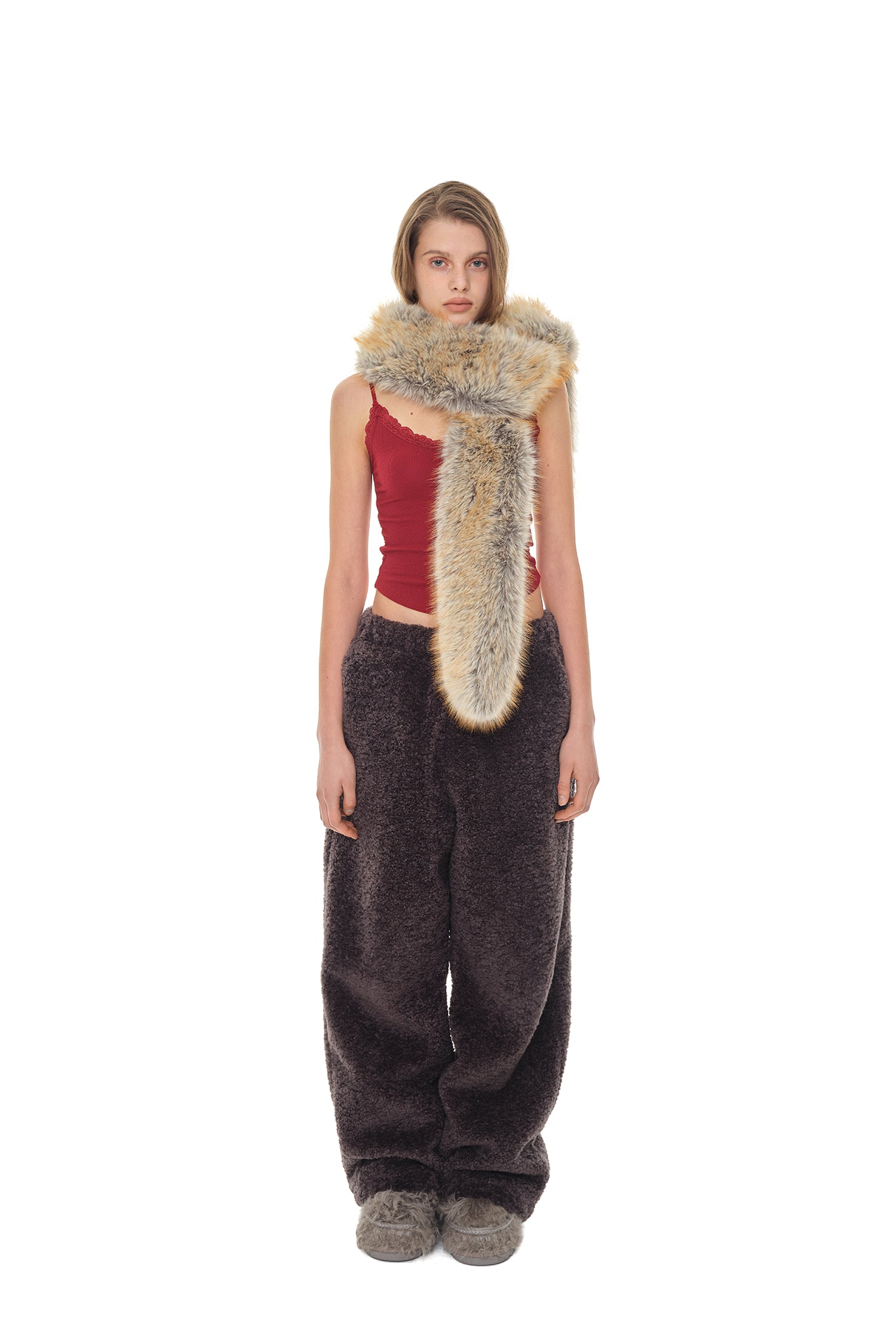 FAUX FUR SCARF (BROWN)