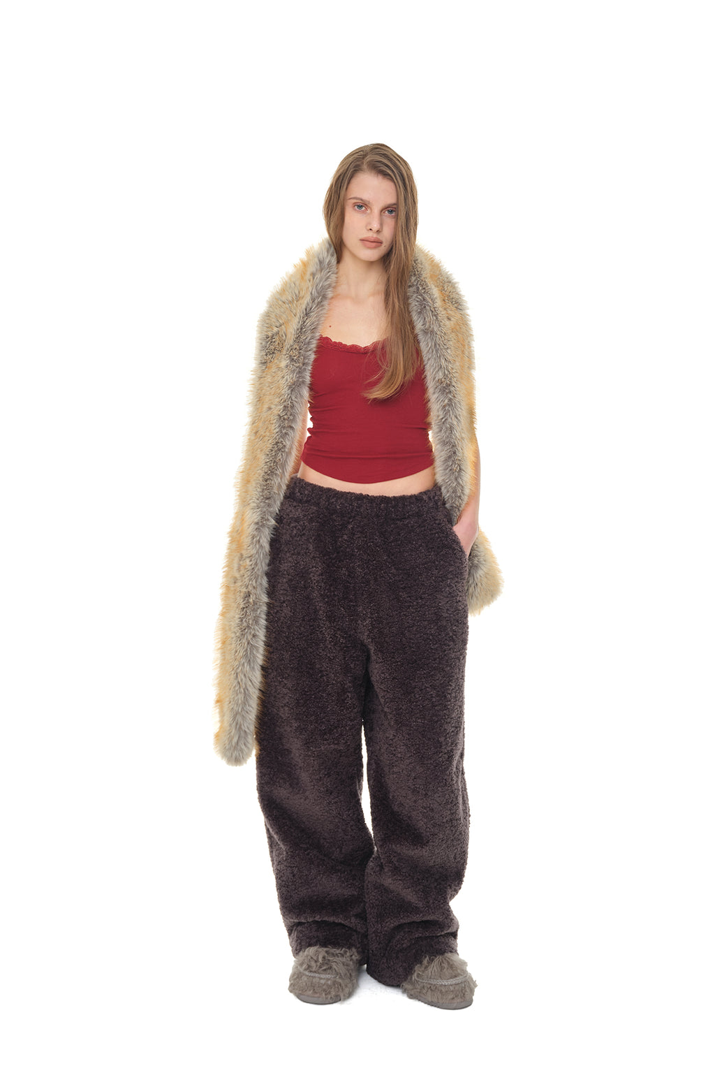 FAUX FUR SCARF (BROWN)