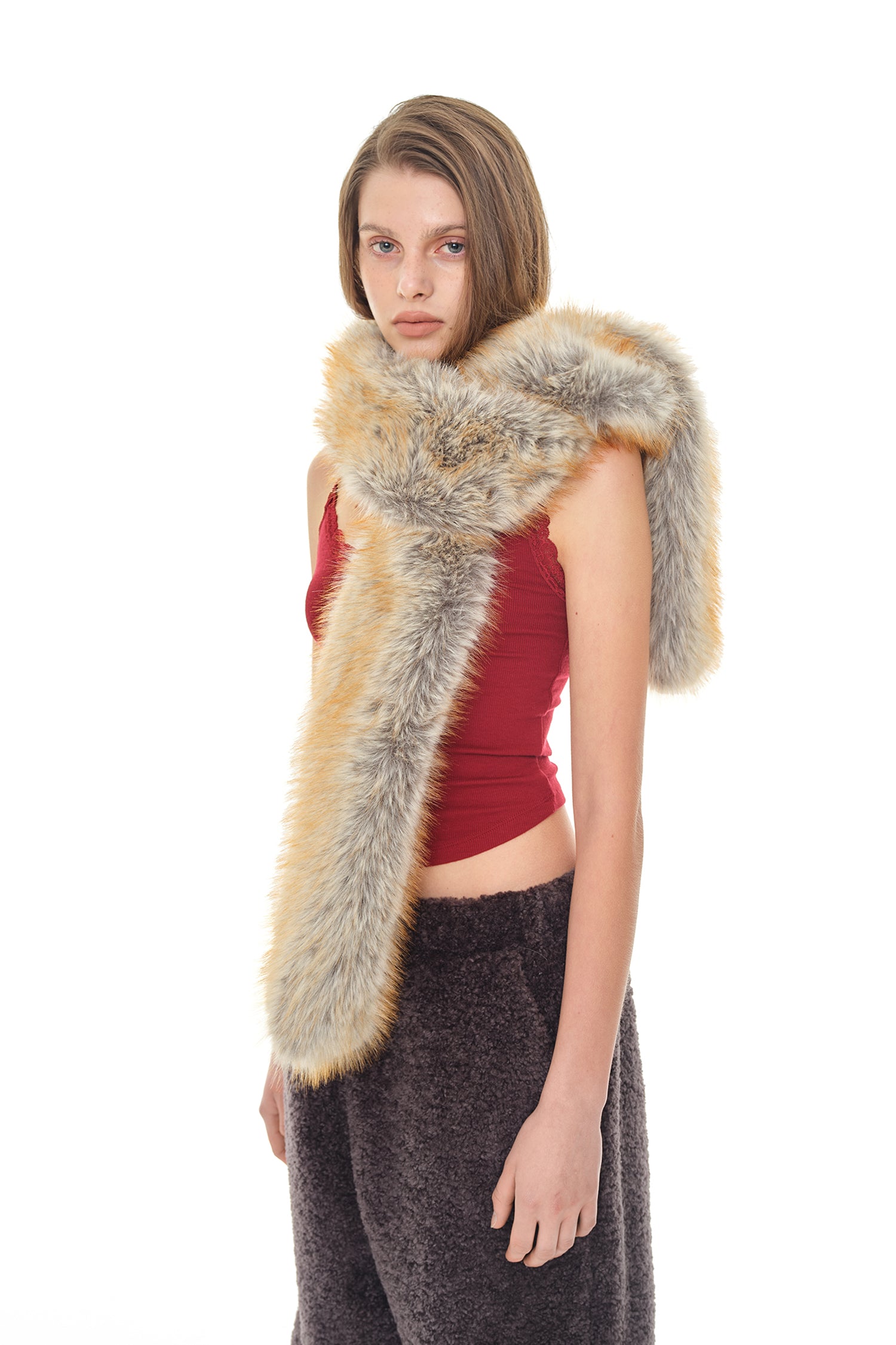 FAUX FUR SCARF (BROWN)