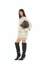 FAUX LEATHER BUCKLE HOBO BAG (BROWN)