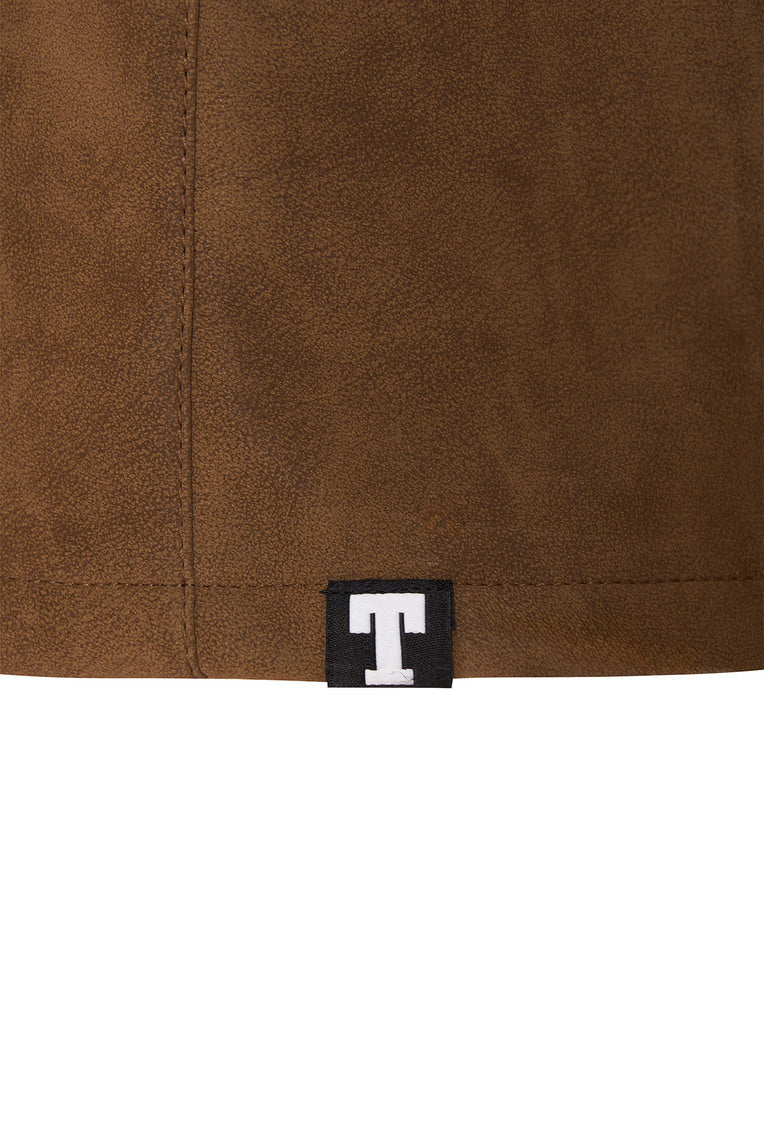 FAUX LEATHER CAMI-TOP (BROWN)
