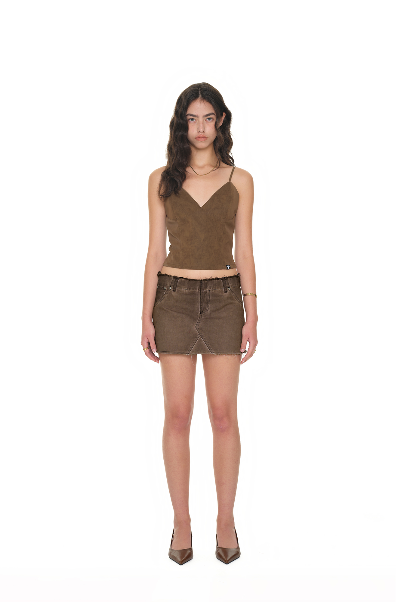 FAUX LEATHER CAMI-TOP (BROWN)