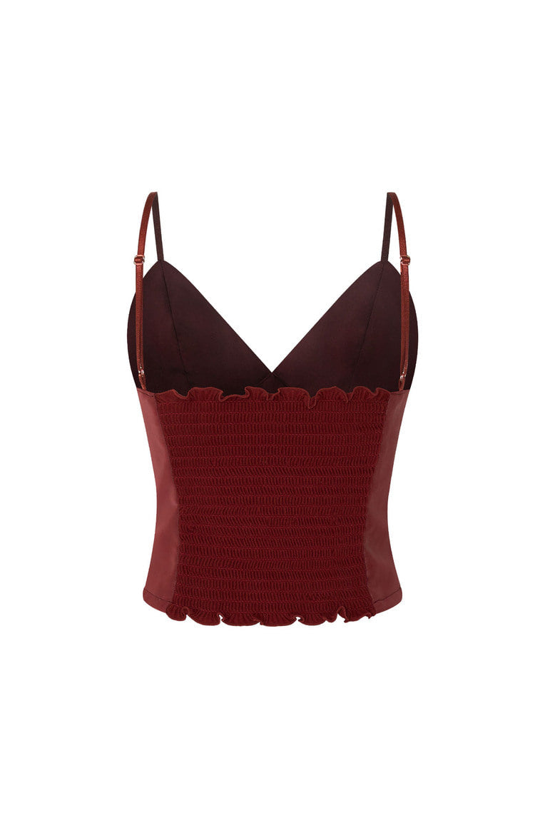 FAUX LEATHER CAMI-TOP (MAROON)