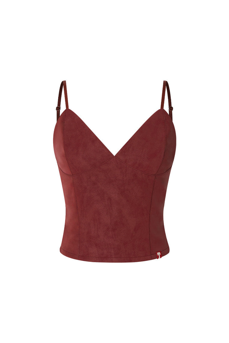 FAUX LEATHER CAMI-TOP (MAROON)