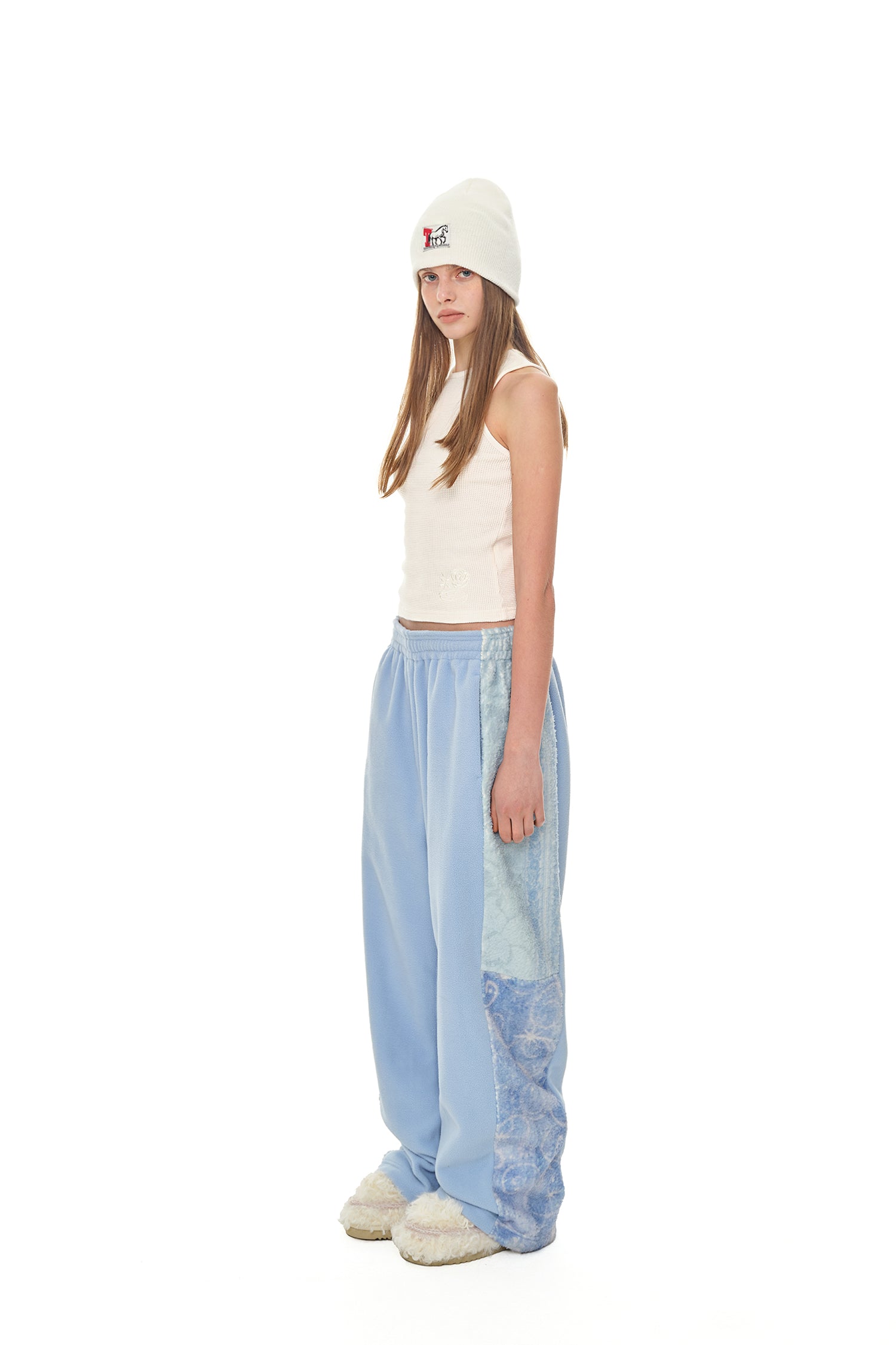 FLEECE PANEL SWEATPANTS (BLUE)