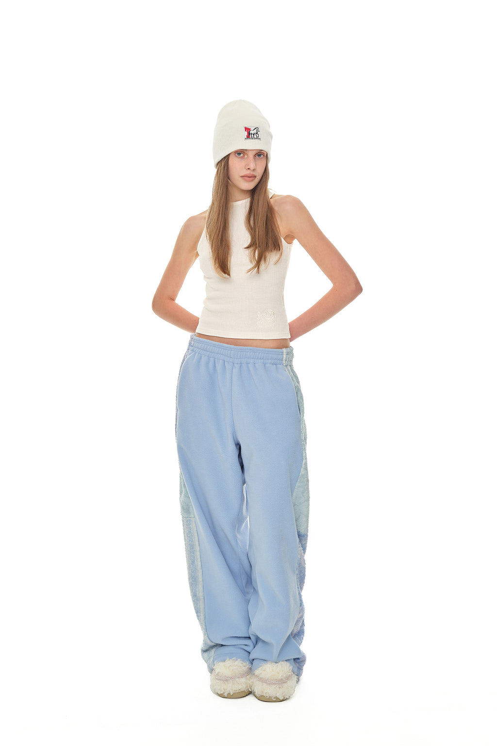 FLEECE PANEL SWEATPANTS (BLUE)