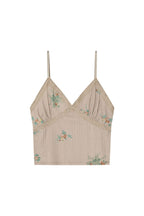 FLORAL LACE RIBBED CAMI TOP (BEIGE)