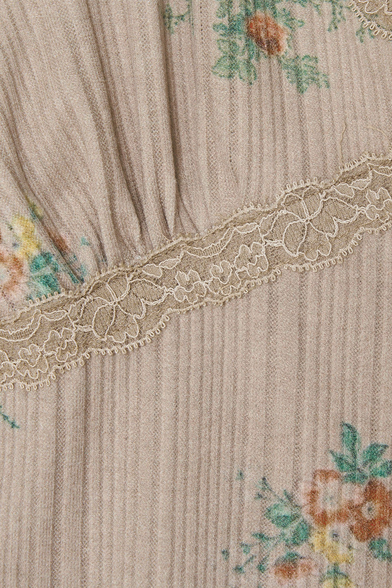 FLORAL LACE RIBBED CAMI TOP (BEIGE)
