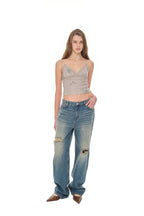 FLORAL LACE RIBBED CAMI TOP (BEIGE)