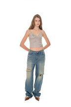 FLORAL LACE RIBBED CAMI TOP (BEIGE)