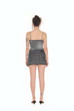 FLORAL LACE RIBBED CAMI TOP (CHARCOAL)