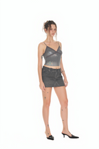 FLORAL LACE RIBBED CAMI TOP (CHARCOAL)