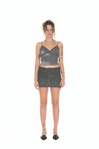 FLORAL LACE RIBBED CAMI TOP (CHARCOAL)