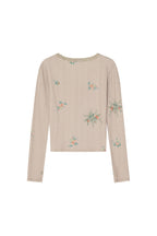 FLORAL LACE RIBBED CARDIGAN (BEIGE)