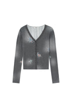 FLORAL LACE RIBBED CARDIGAN (CHARCOAL)