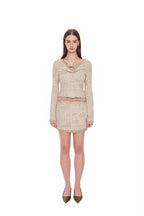 FLORAL MOTIF LAYERED SKIRT (BEIGE)