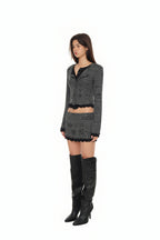FLORAL MOTIF LAYERED CARDIGAN (CHARCOAL)
