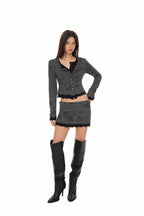 FLORAL MOTIF LAYERED CARDIGAN (CHARCOAL)