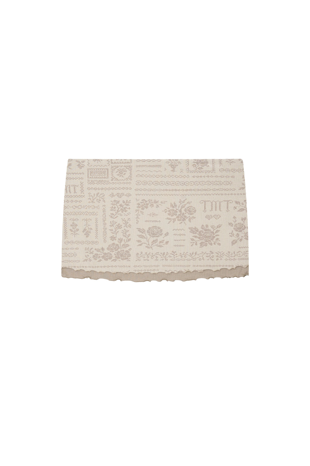 FLORAL MOTIF LAYERED SKIRT (BEIGE)