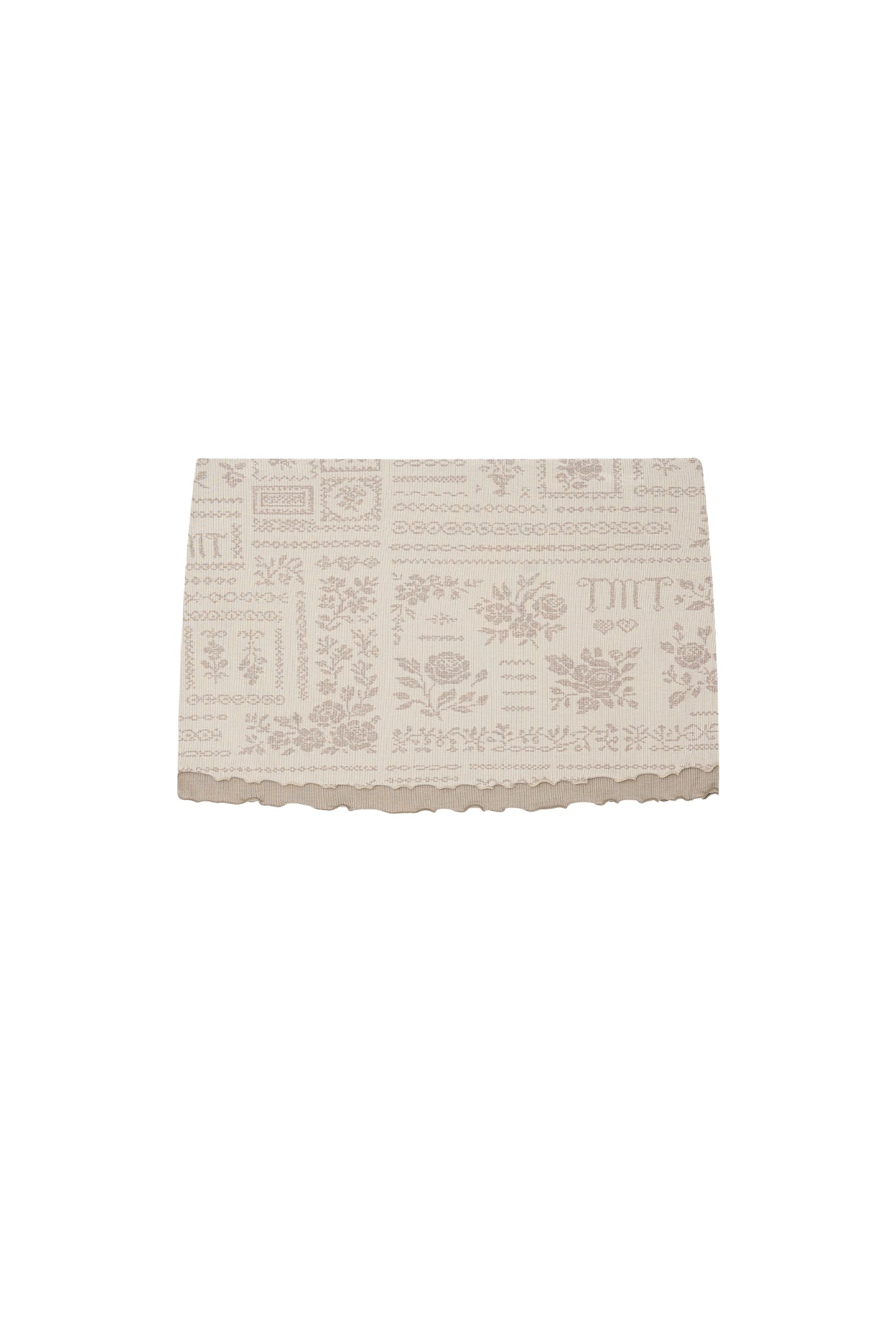 FLORAL MOTIF LAYERED SKIRT (BEIGE)
