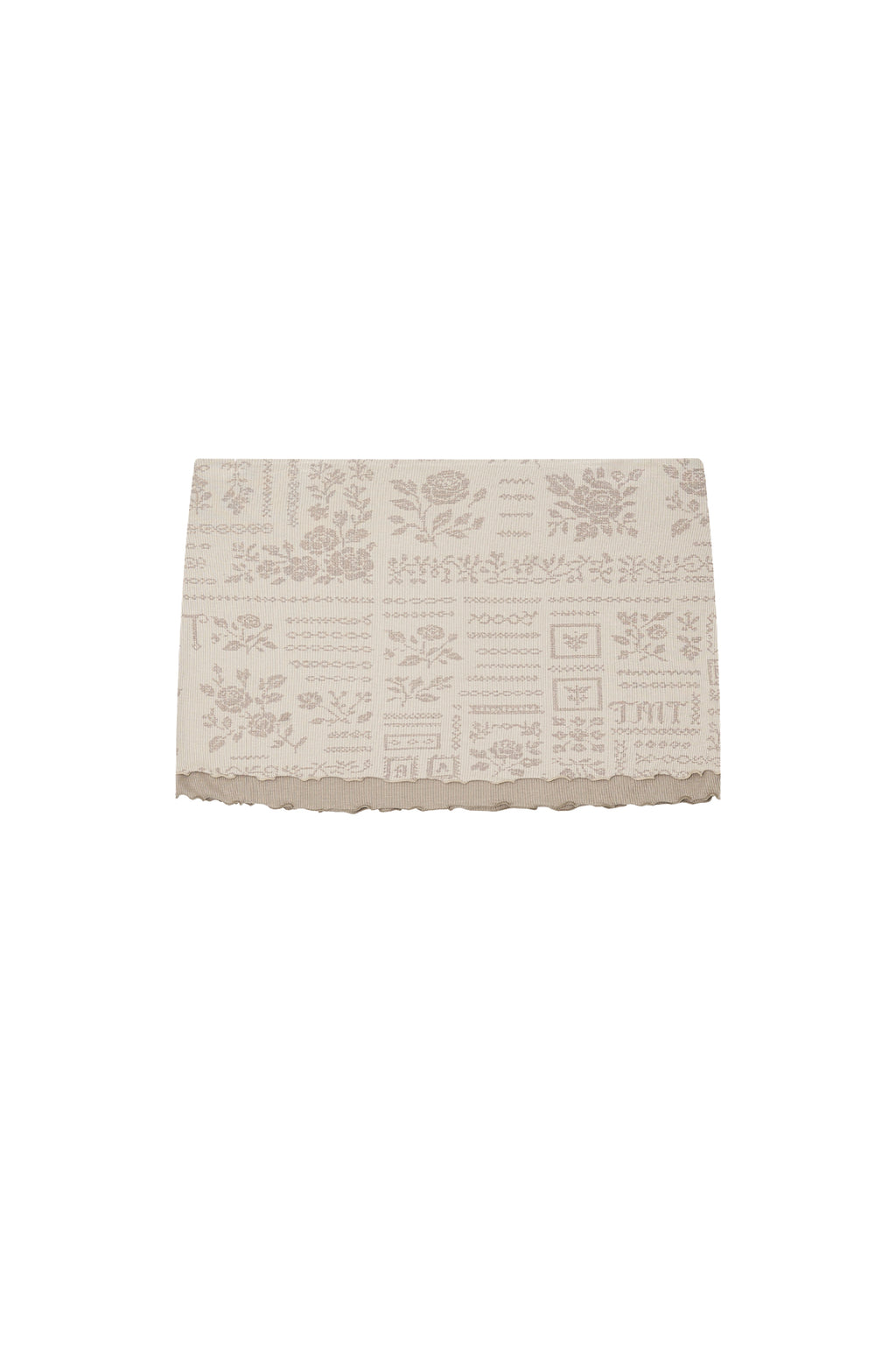 FLORAL MOTIF LAYERED SKIRT (BEIGE)