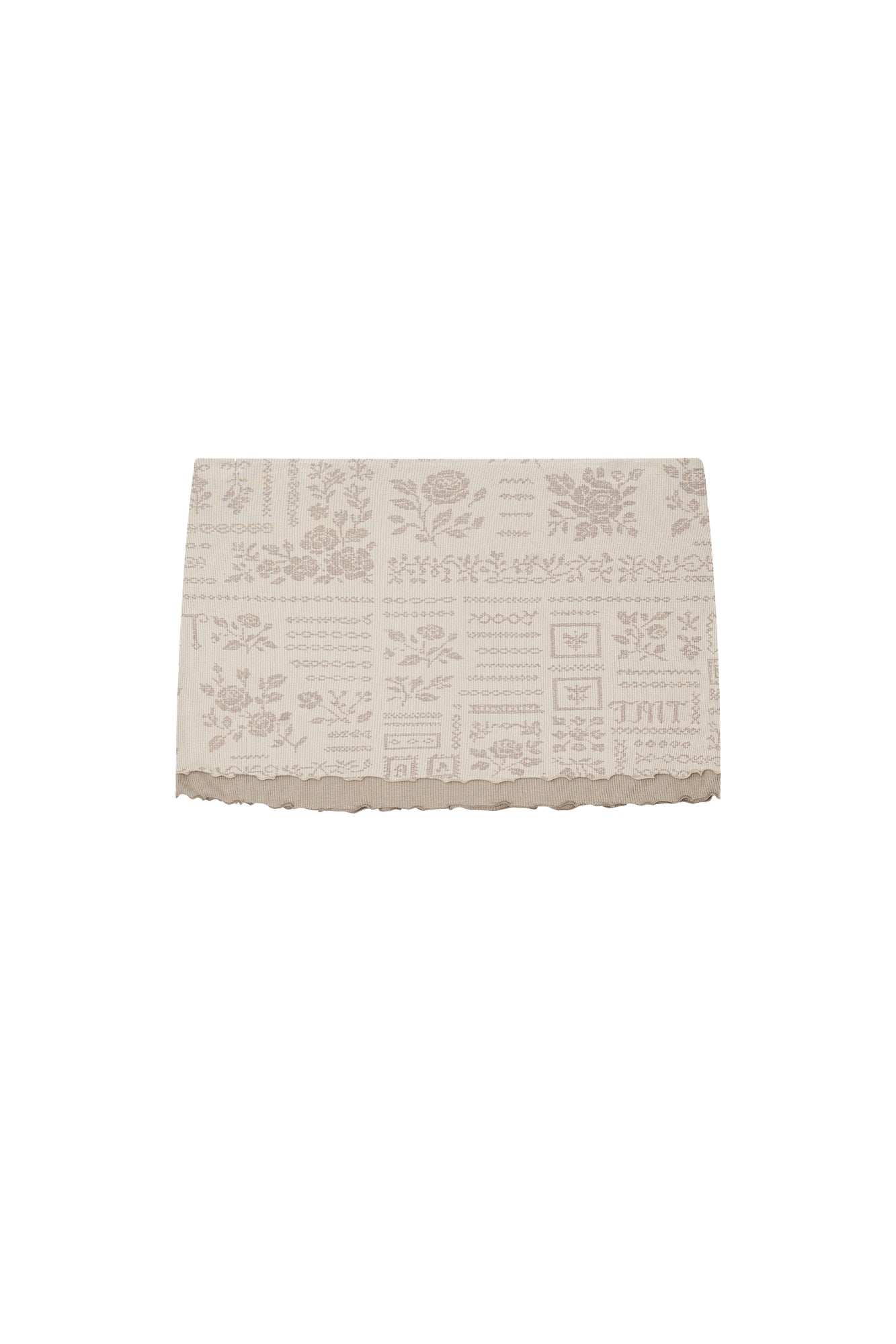 FLORAL MOTIF LAYERED SKIRT (BEIGE)