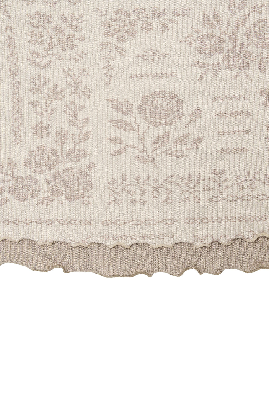 FLORAL MOTIF LAYERED SKIRT (BEIGE)