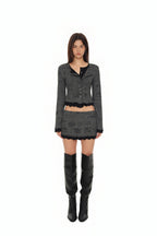FLORAL MOTIF LAYERED SKIRT (CHARCOAL)
