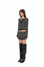 FLORAL MOTIF LAYERED SKIRT (CHARCOAL)