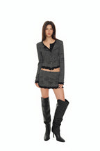 FLORAL MOTIF LAYERED SKIRT (CHARCOAL)