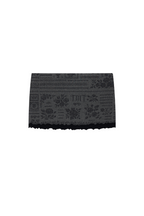 FLORAL MOTIF LAYERED SKIRT (CHARCOAL)