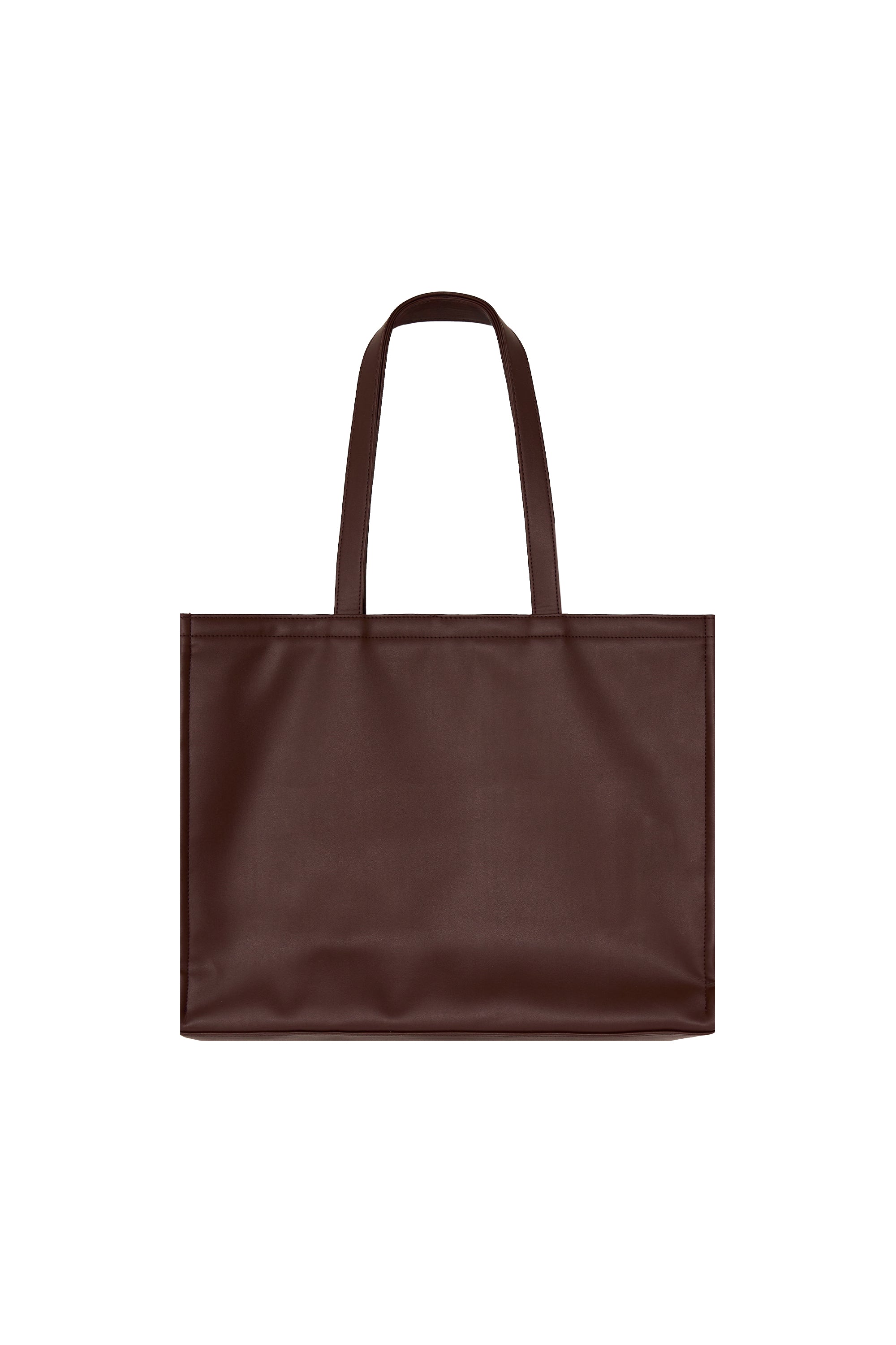 FAUX LEATHER 02 TOTE BAG (BROWN)
