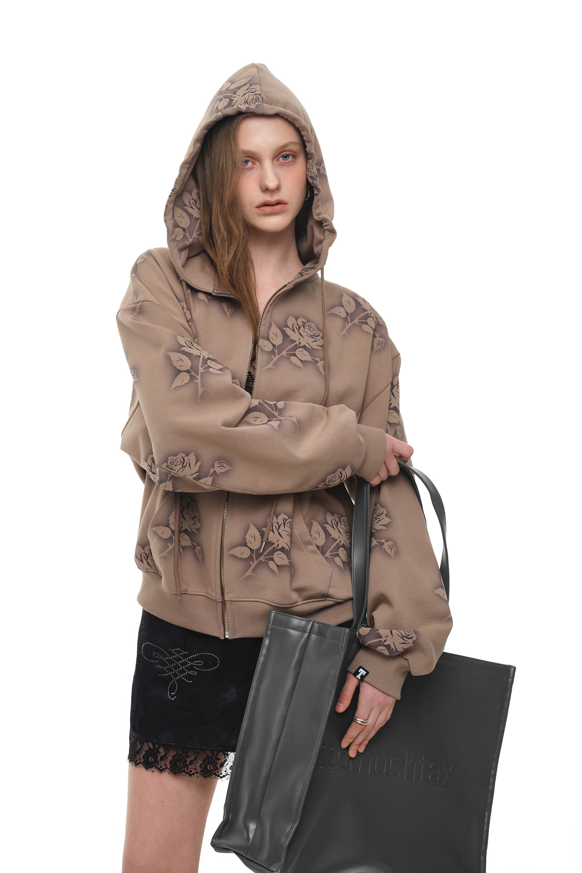 FAUX LEATHER 02 TOTE BAG (CHARCOAL)
