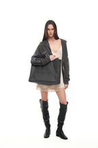FAUX LEATHER 02 TOTE BAG (CHARCOAL)