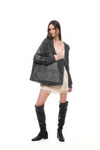 FAUX LEATHER 02 TOTE BAG (CHARCOAL)