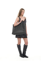 FAUX LEATHER 02 TOTE BAG (CHARCOAL)