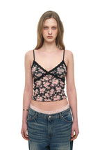 FLORAL 02 LACE CAMI TOP (BLACK)