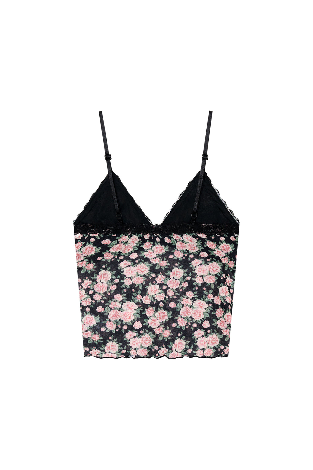 FLORAL 02 LACE CAMI TOP (BLACK)