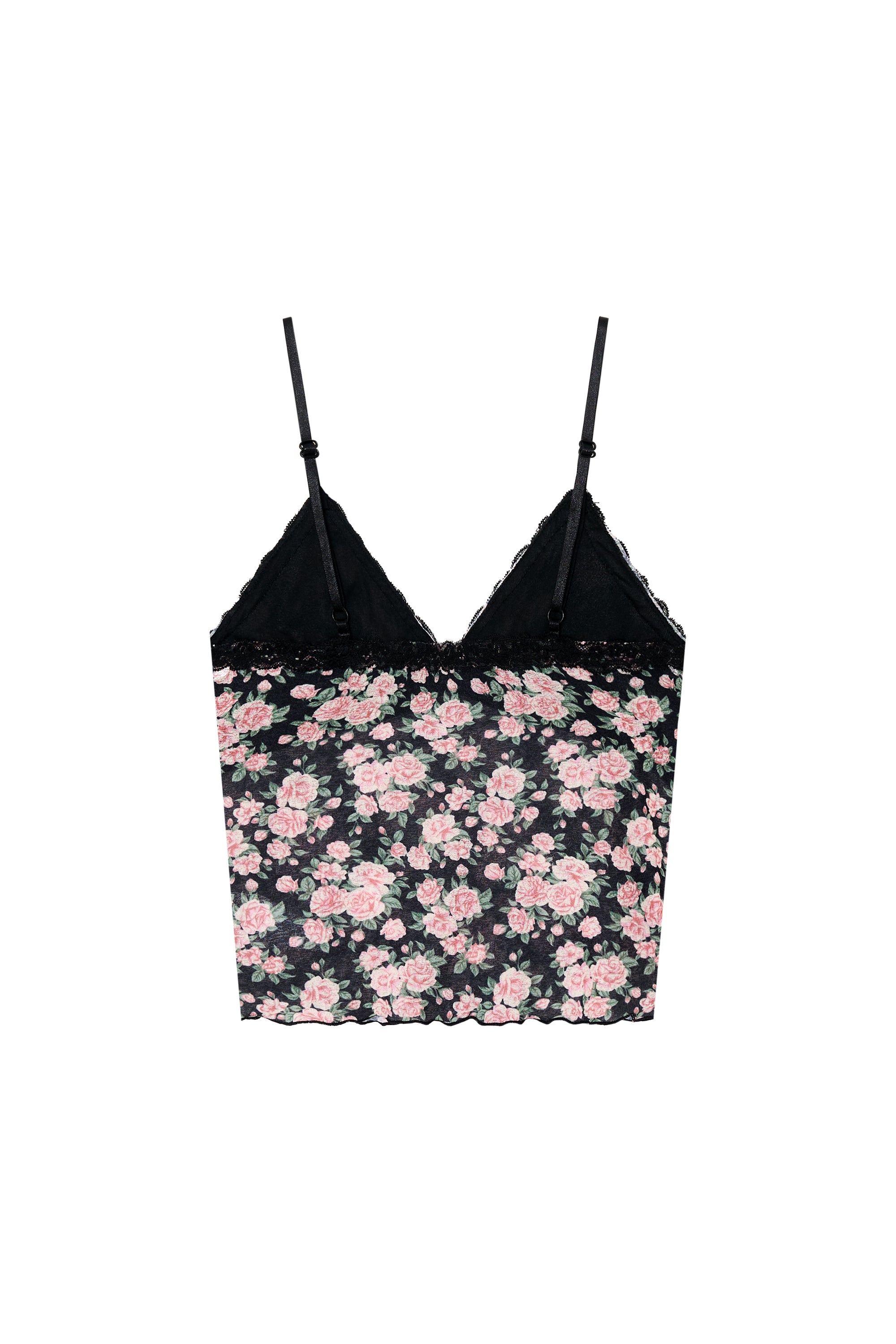FLORAL 02 LACE CAMI TOP (BLACK)