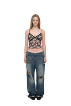 FLORAL 02 LACE CAMI TOP (BLACK)