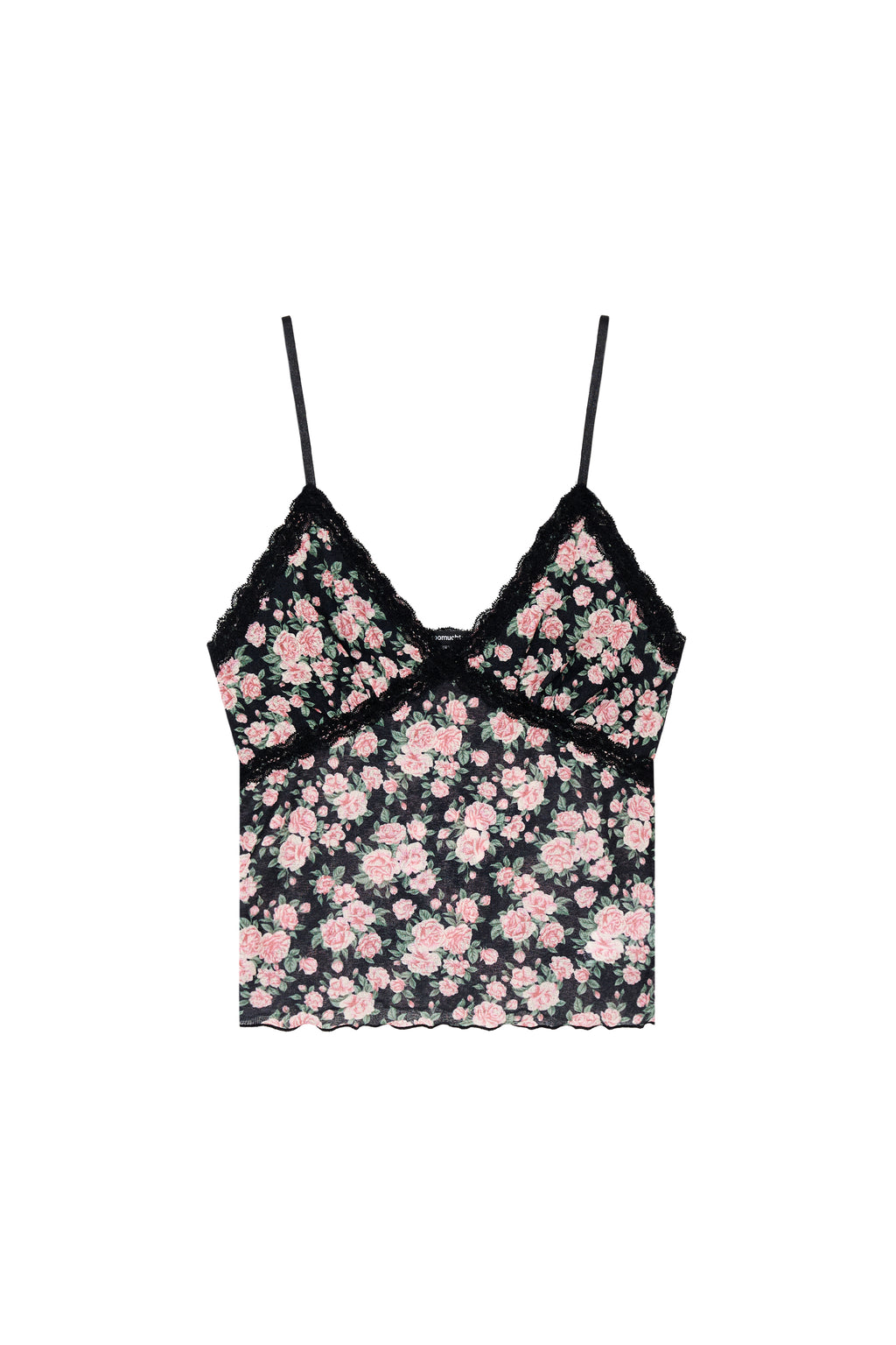 FLORAL 02 LACE CAMI TOP (BLACK)