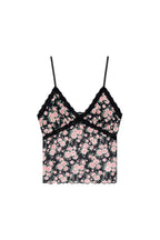 FLORAL 02 LACE CAMI TOP (BLACK)