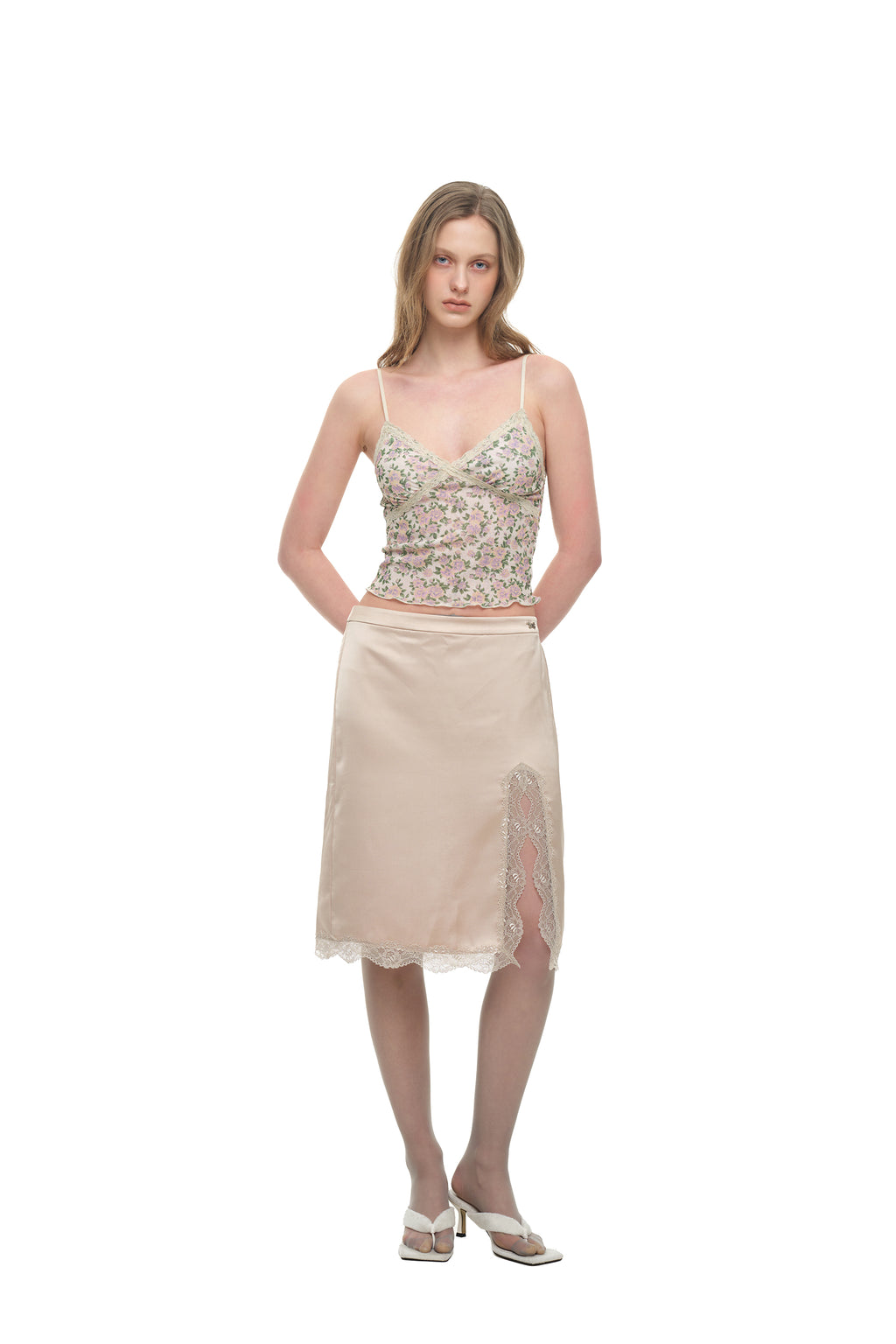 FLORAL 02 LACE CAMI TOP (IVORY)