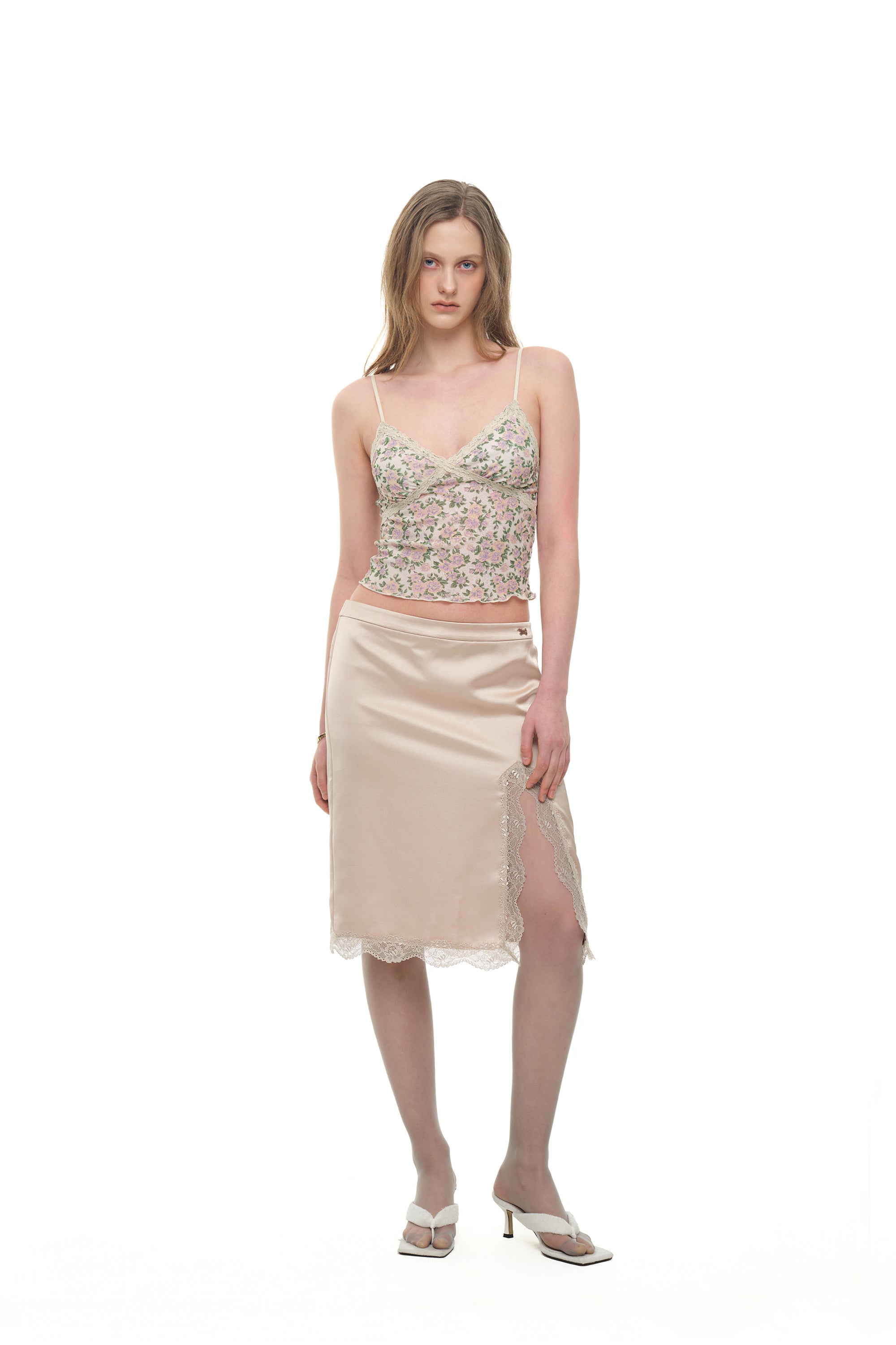 FLORAL 02 LACE CAMI TOP (IVORY)