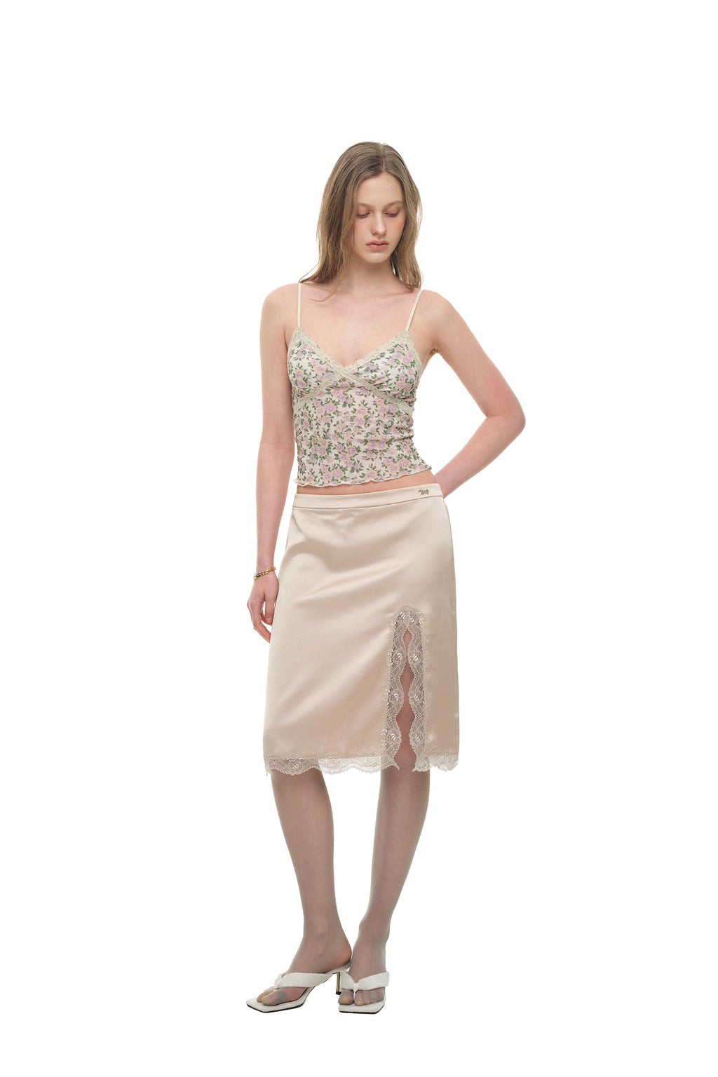 FLORAL 02 LACE CAMI TOP (IVORY)