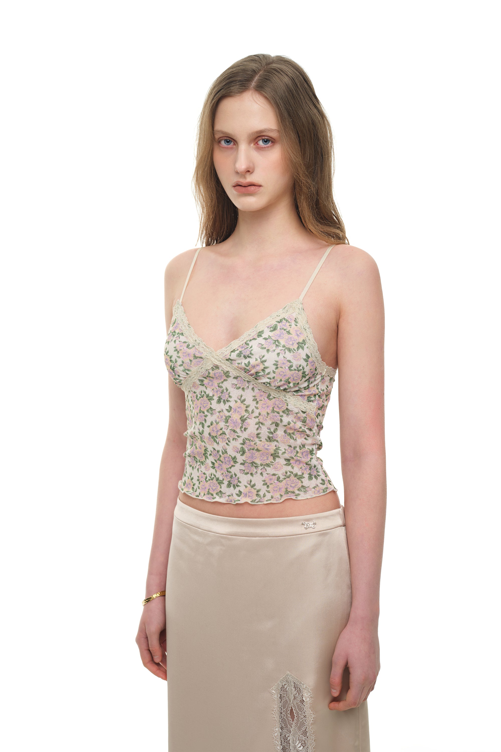 FLORAL 02 LACE CAMI TOP (IVORY)