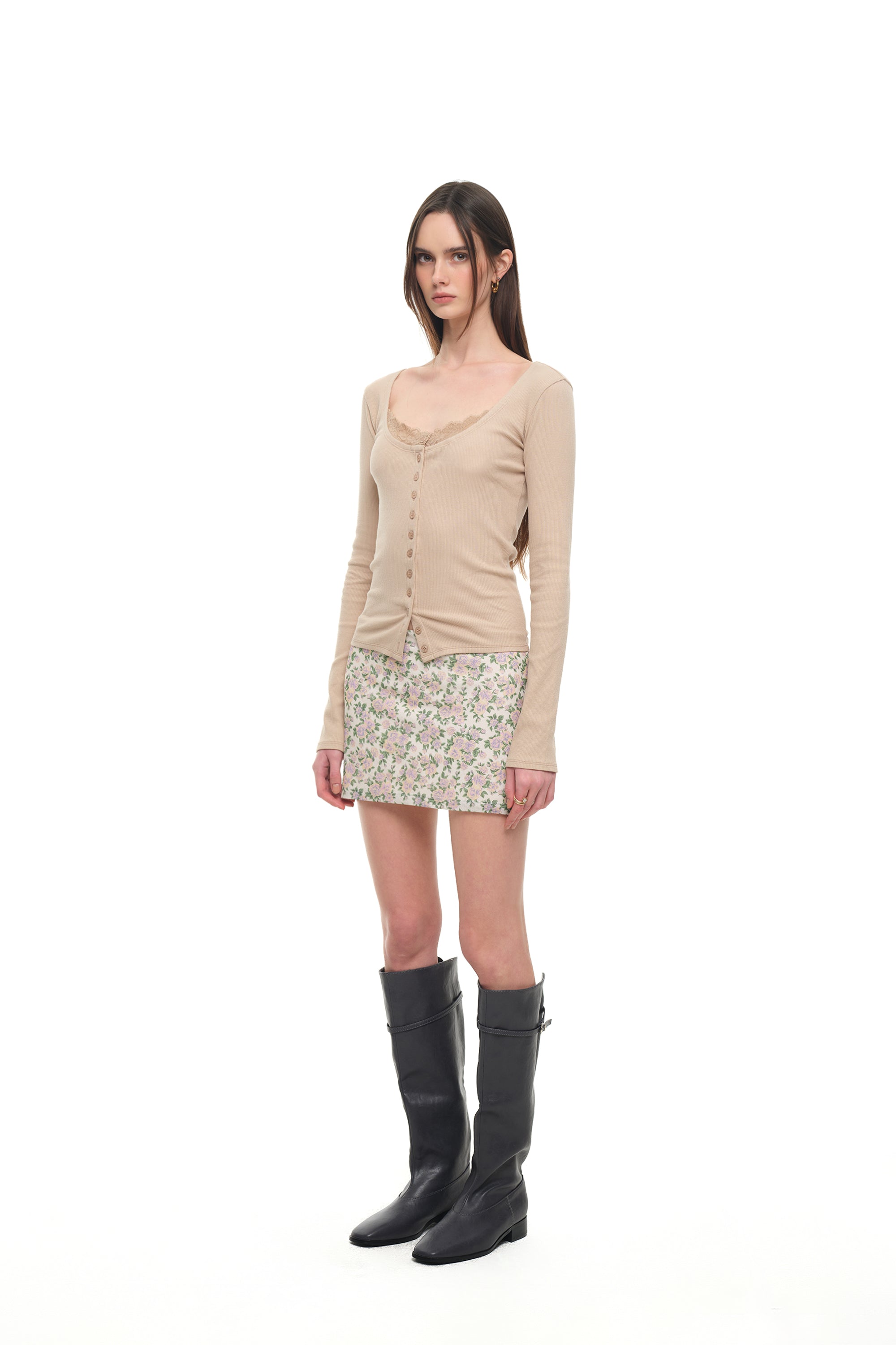 FLORAL 02 MICRO SKIRT (IVORY)