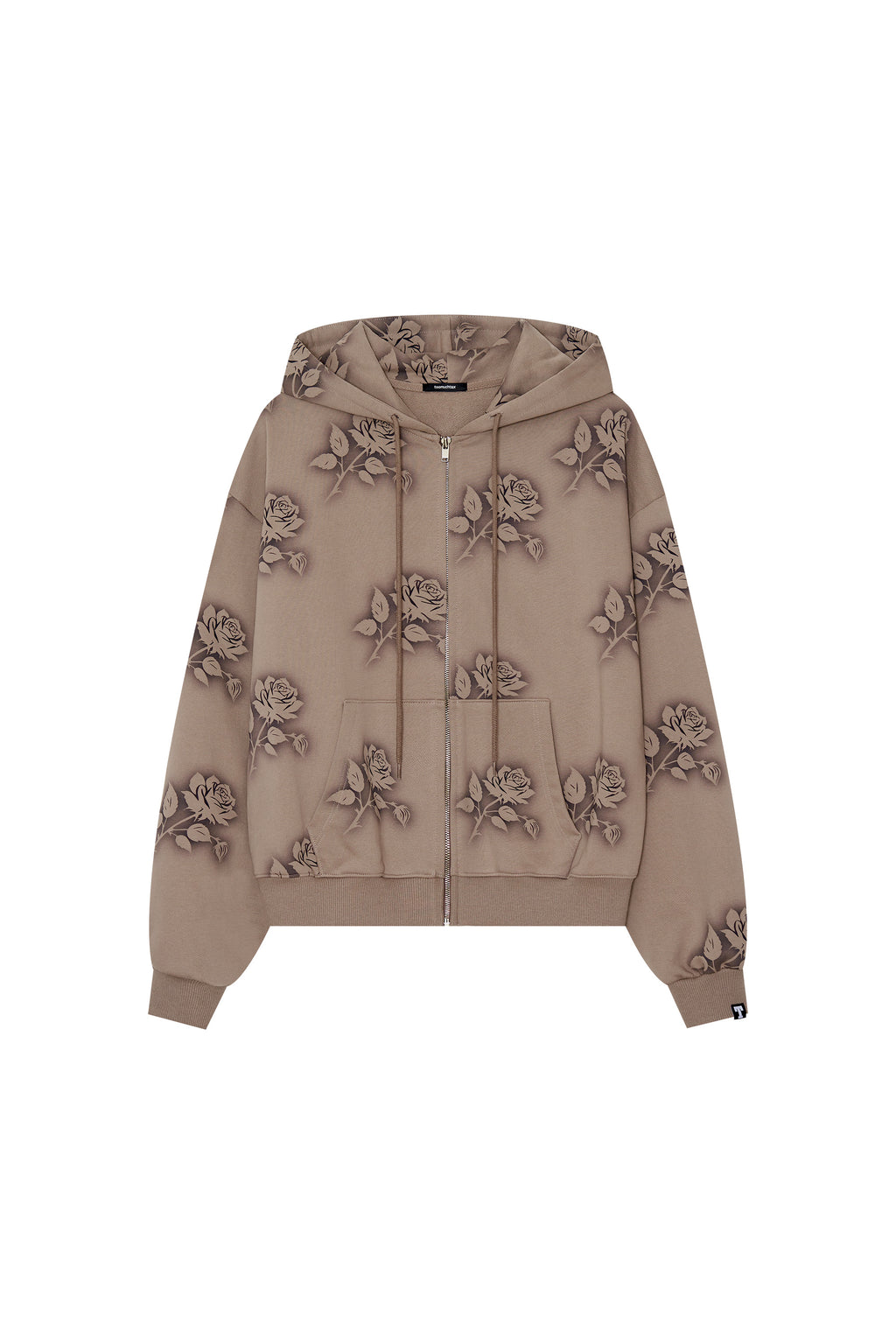 FLORAL SPRAY ZIP-UP HOODIE (BROWN)