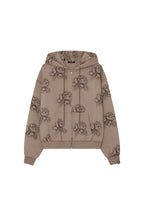 FLORAL SPRAY ZIP-UP HOODIE (BROWN)