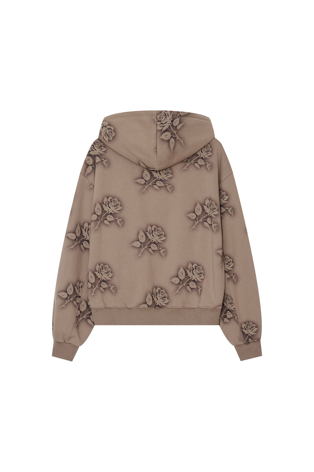 FLORAL SPRAY ZIP-UP HOODIE (BROWN)